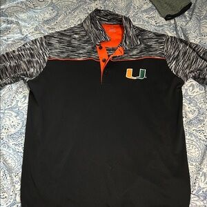 Antigua Black and Gray Miami Hurricanes Polo